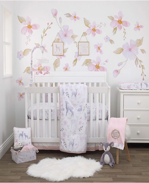 Nojo Watercolor Deer 4 Piece Crib Bedding Set Reviews Macy S