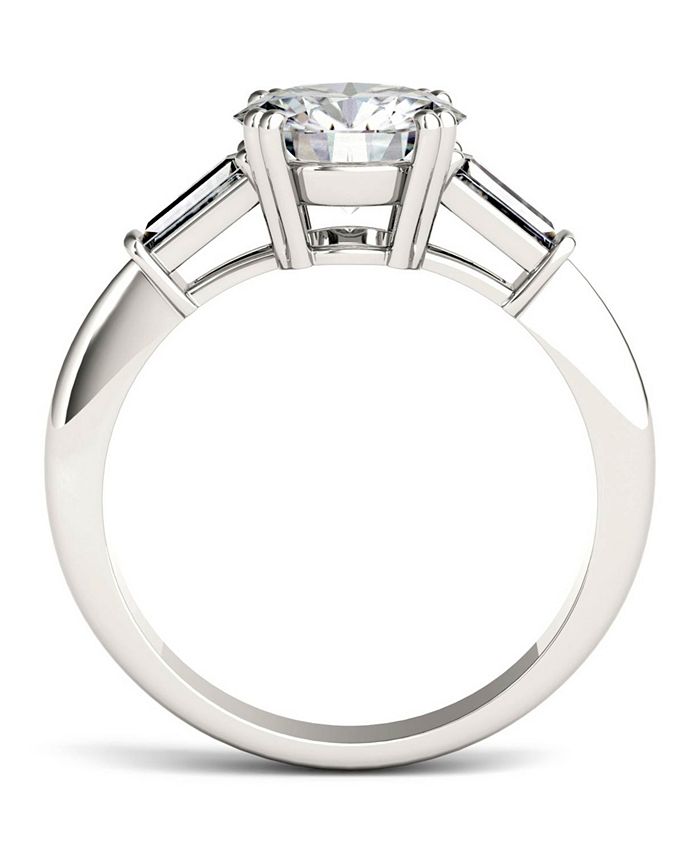 Charles & Colvard - Moissanite Round and Baguette Engagement Ring (2-1/4 ct. tw.) in 14k White Gold