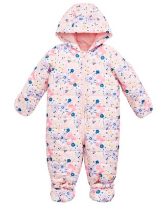 First Impressions Baby Girls Floral-Print Puffer Snowsuit, Created for ...