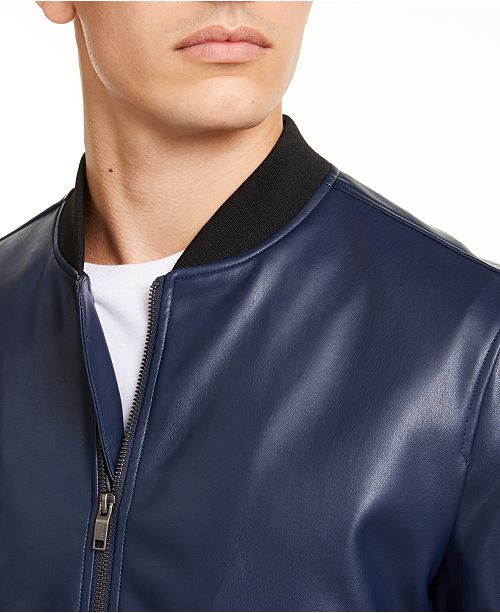 alfani men's faux leather harrington jacket, created for macy's alfani men's faux leather harrington jacket, created for macy's