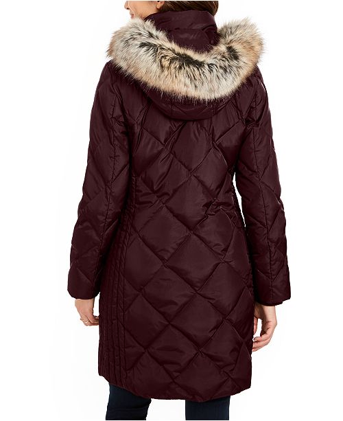 London Fog Hooded Faux Fur Trim Puffer Coat Reviews Coats