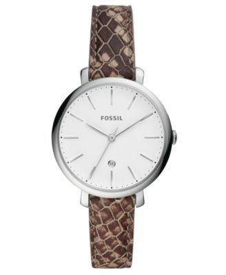 Fossil - Women's Mini Jacqueline Gray Leather Strap Watch 36mm
