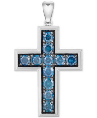 mens blue diamond pendant