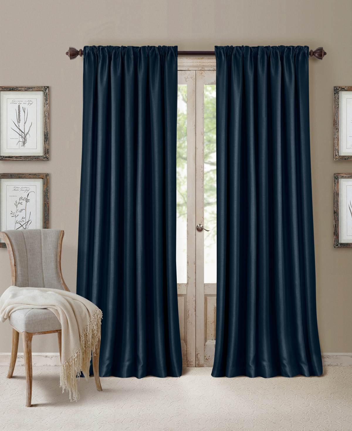 All Seasons Faux Silk 52" x 95" Blackout Curtain Panel - Navy