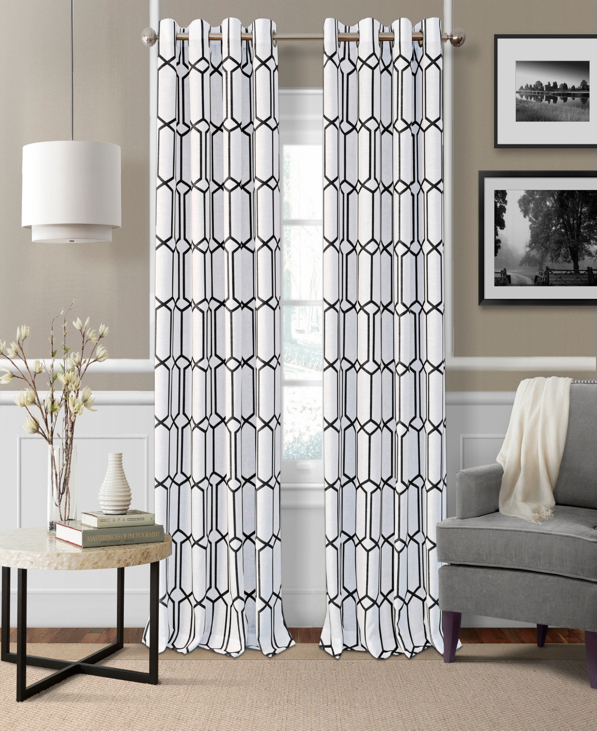 Macrame Tassel Semi Sheer Curtain Panel