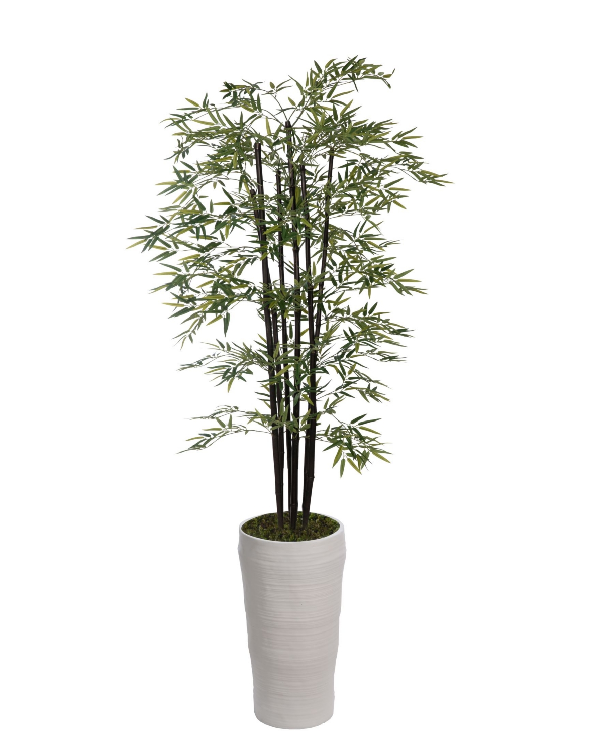 93" Tall Bamboo Tree With Decorative Black Poles and Fiberstone Planter - Green