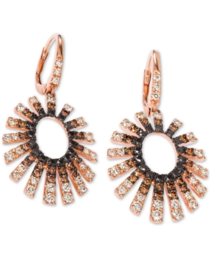 image of Le Vian Chocolate Layer Cake Diamond Sunburst Drop Earrings (2 ct. t.w.) in 14k Rose Gold