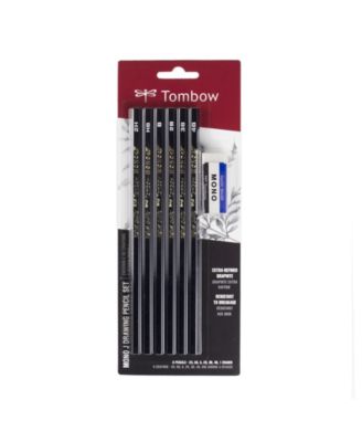Tombow Mono J Drawing Pencil Set, 6-Pack with Eraser
