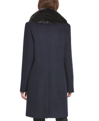 faux fur shawl collar overcoat