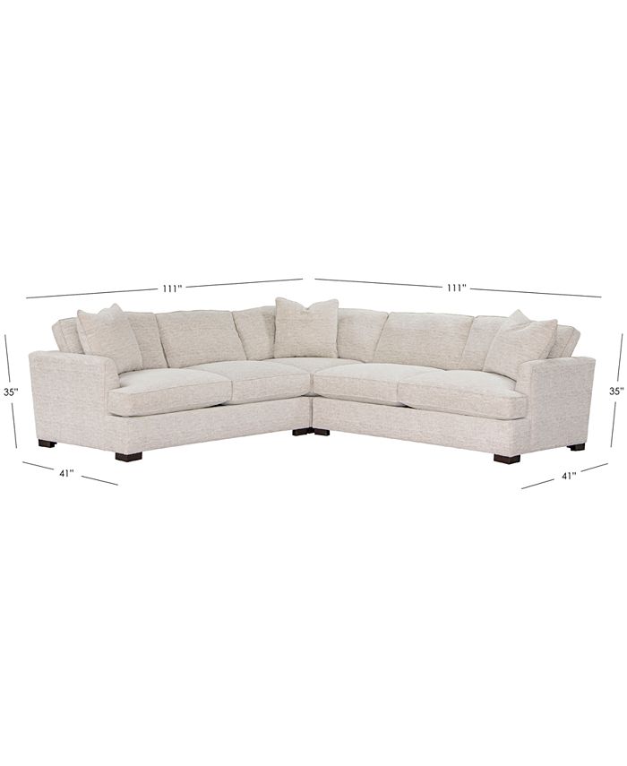Furniture CLOSEOUT! Juliam 3Pc. Fabric "L" Shape Sectional Sofa