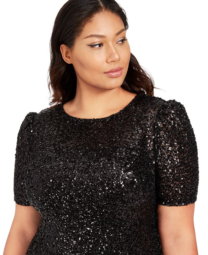 Adrianna Papell Plus Size Sequin Cocktail Dress - Macy's
