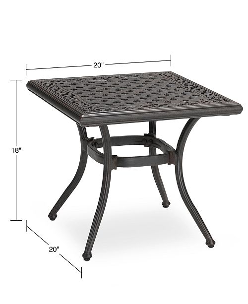 Furniture Cast Aluminum 20" Square Outdoor End Table, Created for Macy
