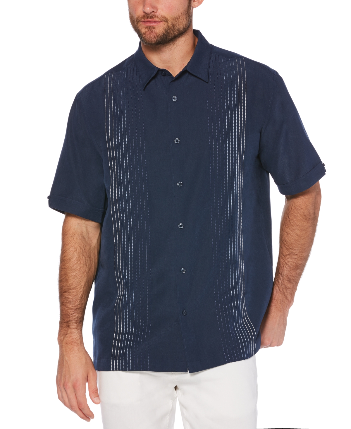 Cubavera Men's Big & Tall Textured Stripe Shirt