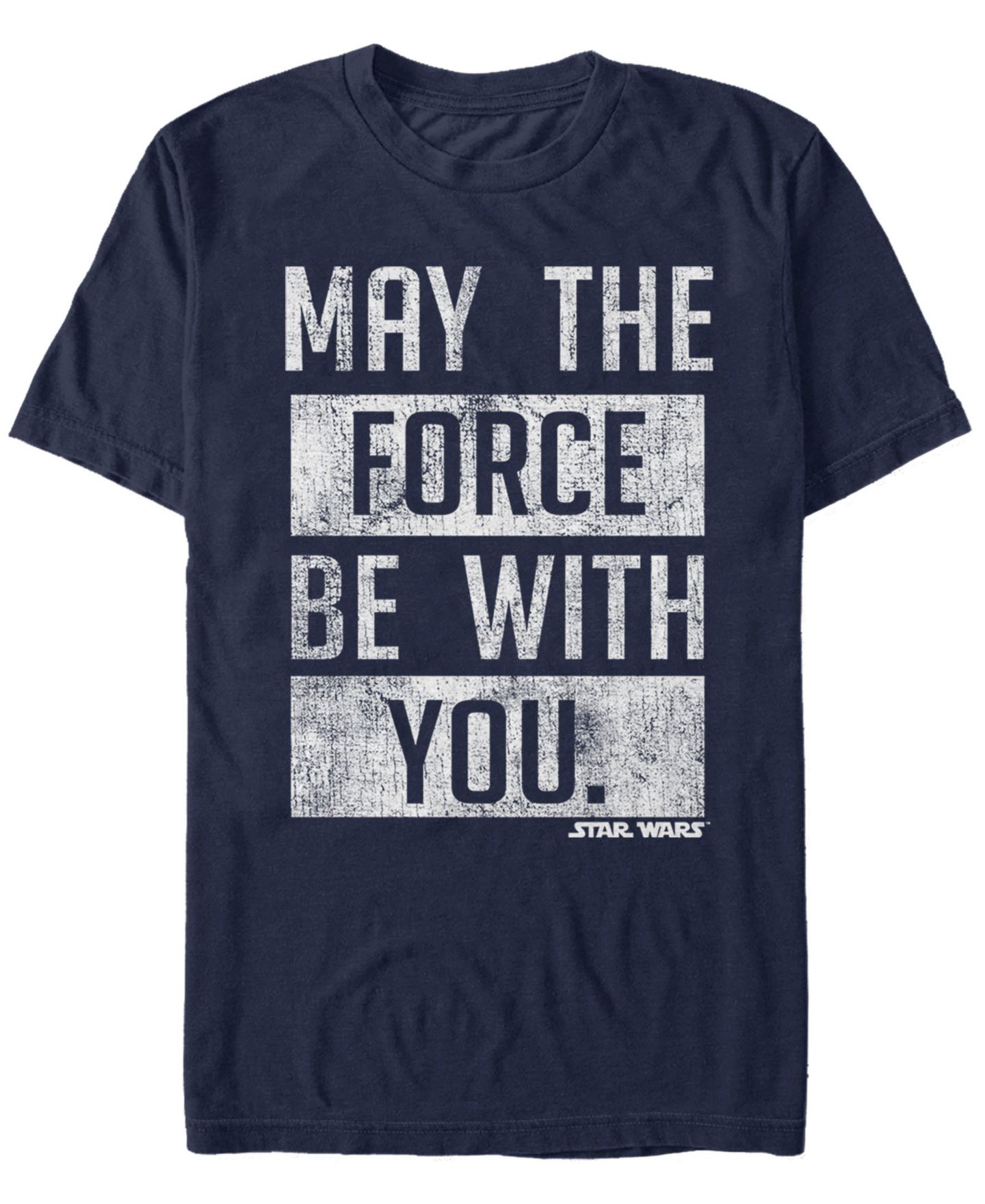 Мужская футболка Fifth Sun Star Wars May The Force Be With You Stacked Text Short Sleeve, цвет: Тёмно-синий — фото 1