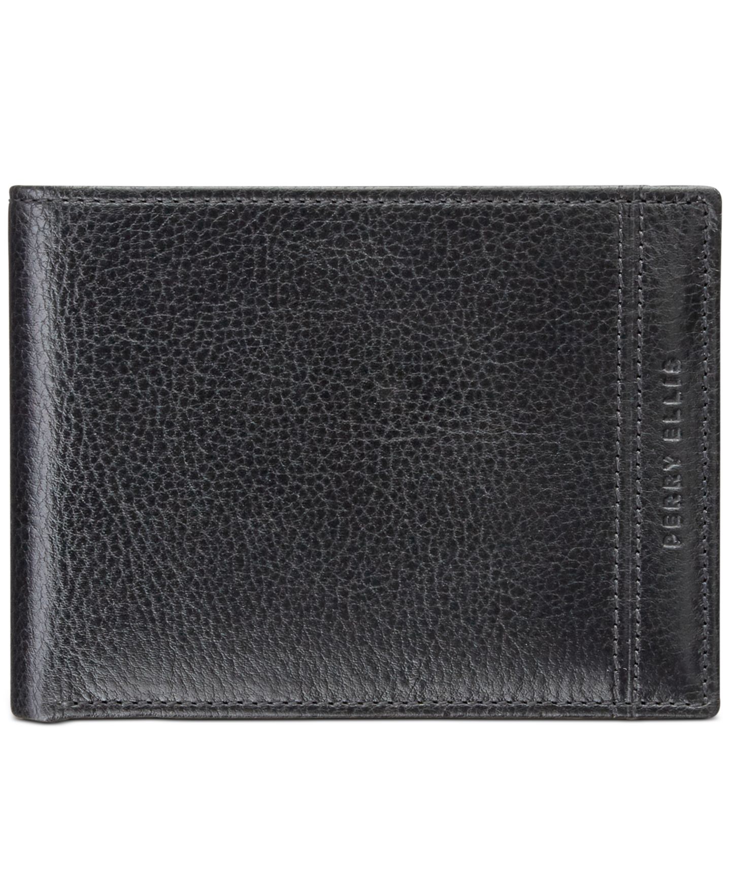 Мужской кошелёк Perry Ellis Portfolio RFID Leather Wallet, цвет: Чёрный — фото 1