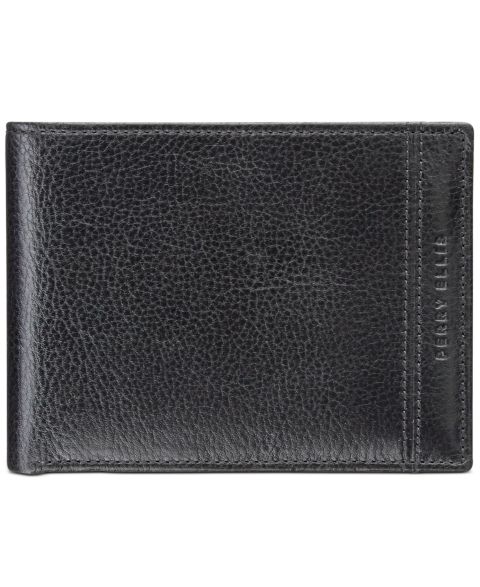 Мужской кошелёк Perry Ellis Portfolio RFID Leather Wallet, цвет: Чёрный