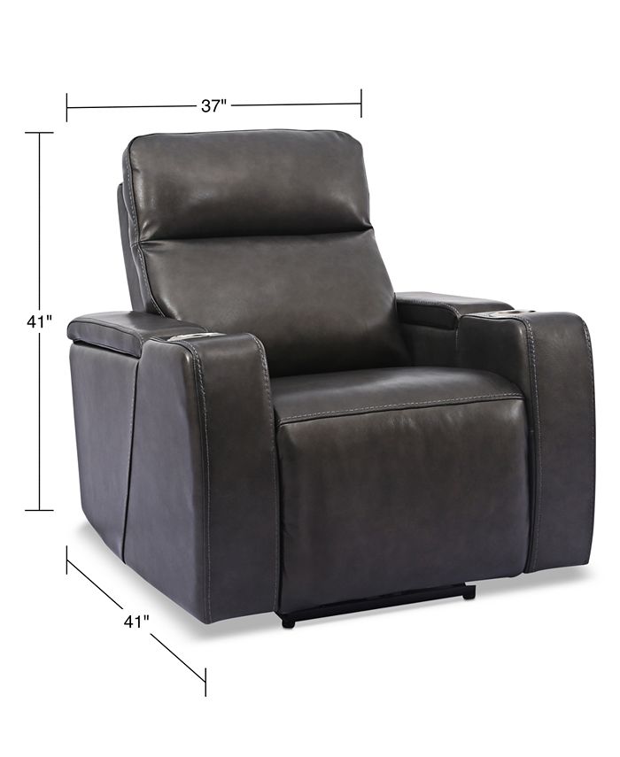 Furniture CLOSEOUT! Oaklyn Leather Power Recliner With Power Headrest