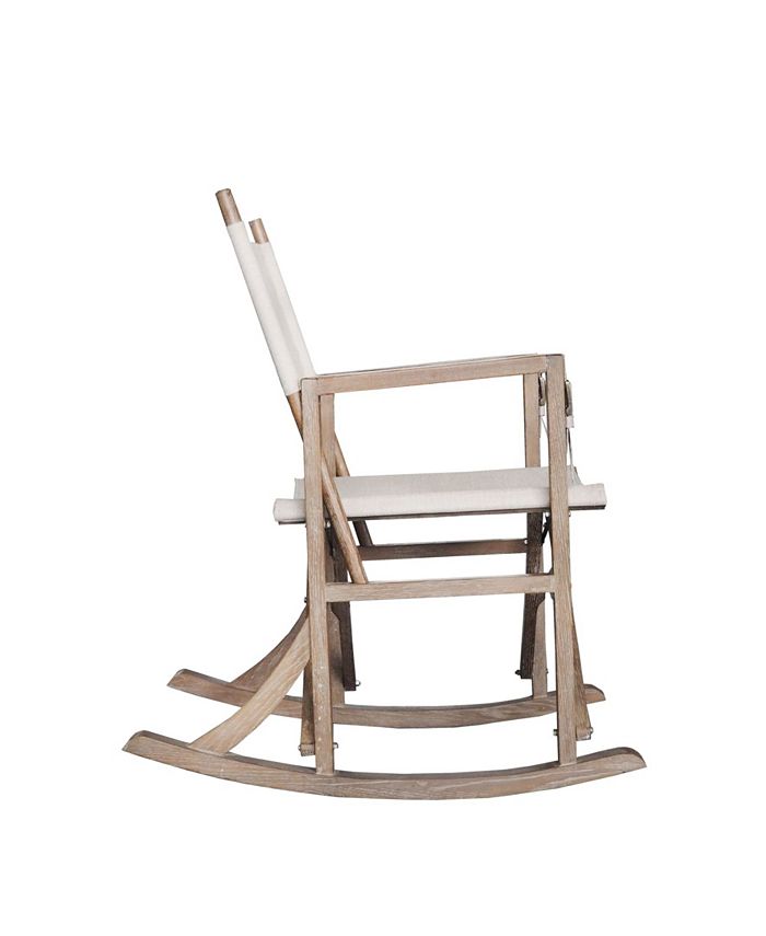 Burnham Home Designs Folding Wooden Rocking Chair with Linen Seat - Macy's