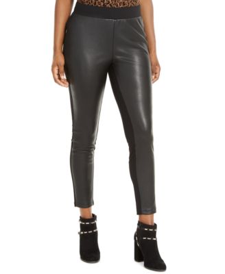 faux leather front pants