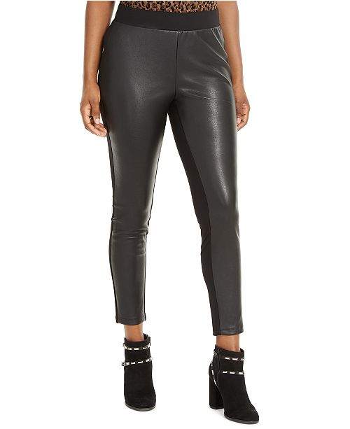 Thalia Sodi Faux-Leather-Front Leggings, Created for Macy's & Reviews ...