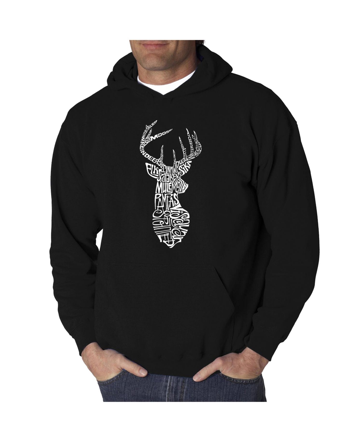 Men's Word Art Hoodie - Types of Deer