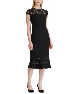 ralph lauren lace panel jersey gown