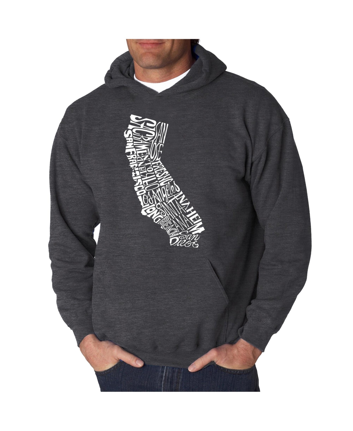 Men's Word Art Hooded Sweatshirt - California State - Dark Gray