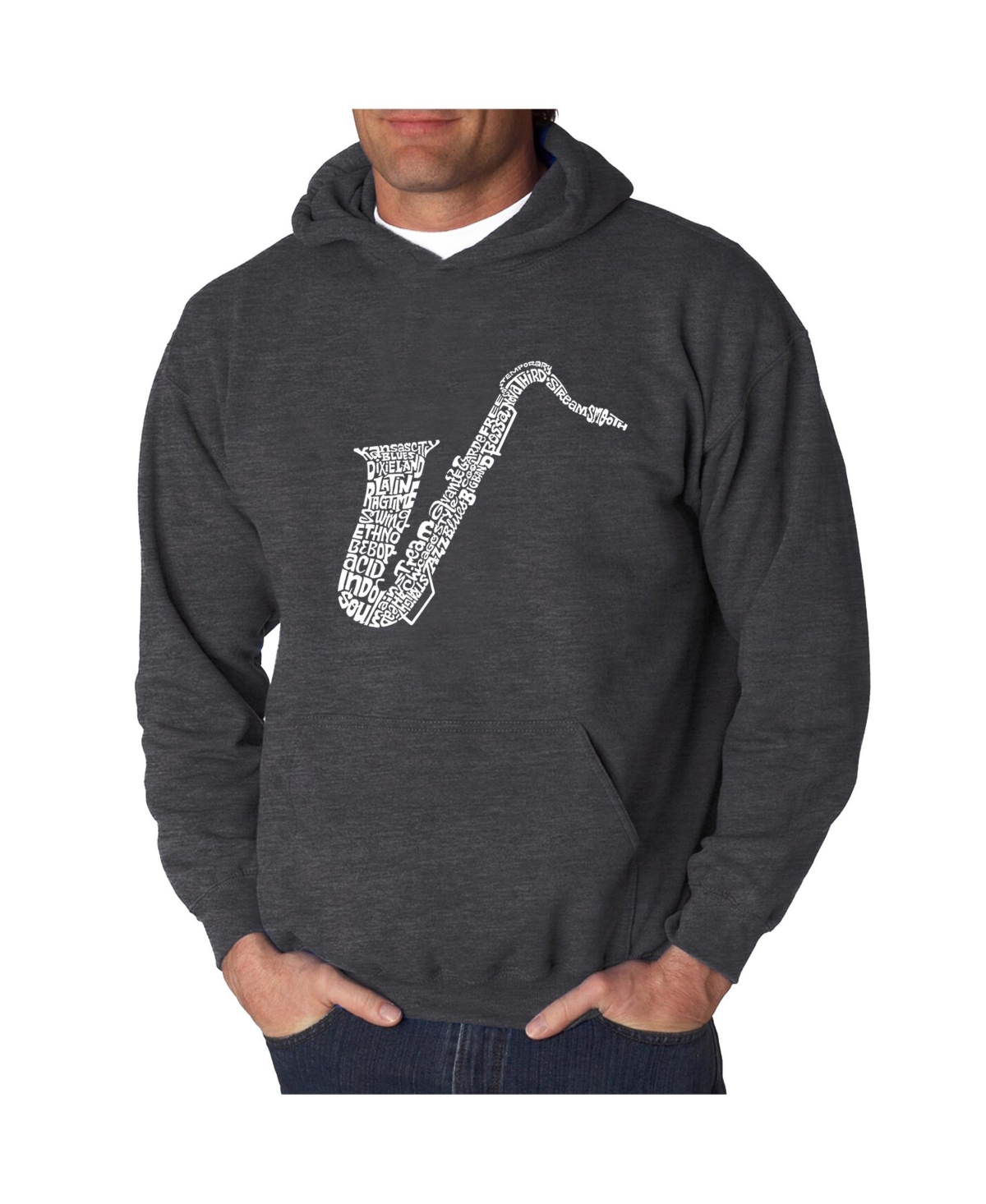 La Pop Art Men's Word Art Hoodie - Saxophone