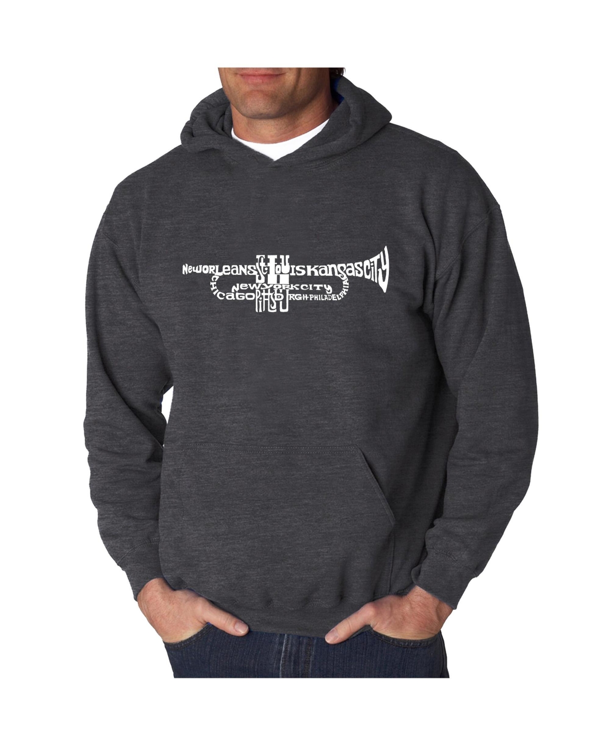 Men's Word Art Hoodie - Trumpet - Dark Gray
