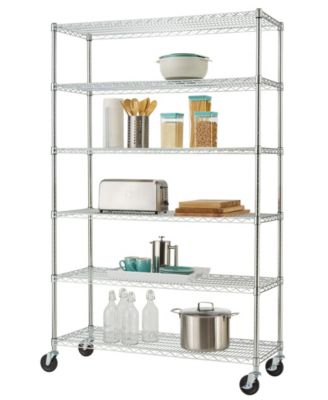 Basics 6-Tier Wire Shelving Rack Includes Wheels