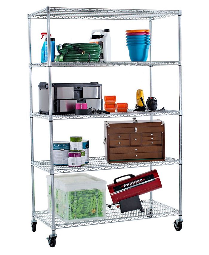 TRINITY Ecostorage 5Tier Wire Shelving Rack with NSF Includes Wheels