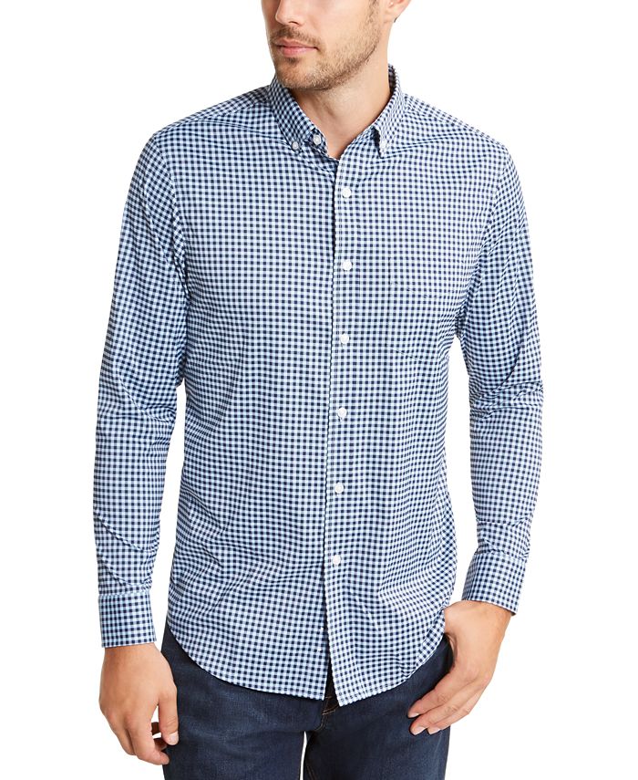 Club Room Men's Performance Gingham Check Shirt with Pocket, Created