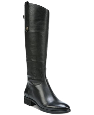 Shop Sam Edelman Penny Wide-calf Knee-high Riding Boots In Black Leather