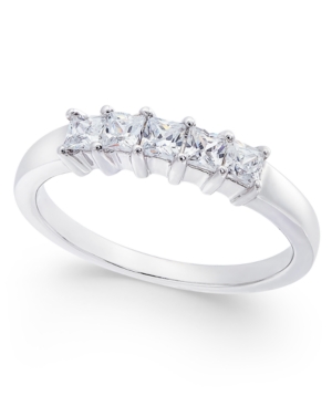 image of Diamond 5-Stone Princess Band (1/2 ct. t.w.) in 14k White Gold