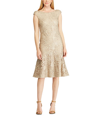 Lauren Ralph Lauren Foiled Lace Dress, Created for Macy's - Macy's