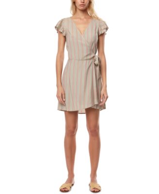 O'Neill - Juniors' Maurie Flutter-Sleeve Wrap Dress