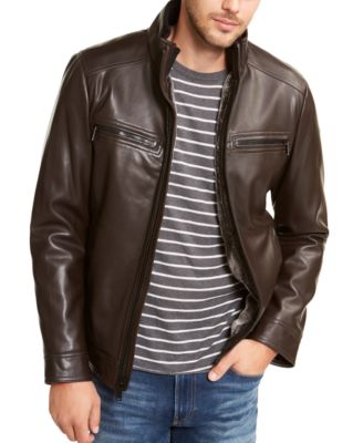 calvin klein men's faux leather bomber jacket