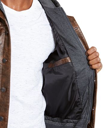 American Rag Men s Faux Leather Trucker Jacket Created for Macy s