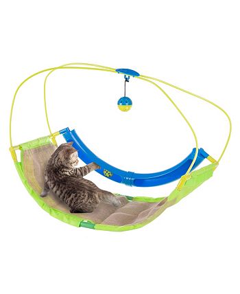 PetMaker - Interactive Cat Toy Rocking Activity Mat- Swing Playing Station with Sisal Scratching Area, Hanging Toy, Rolling Ball for Cats and Kittens by PETMAKER