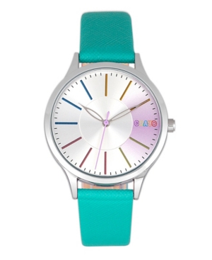 image of Crayo Unisex Gel Teal Leatherette Strap Watch 35mm