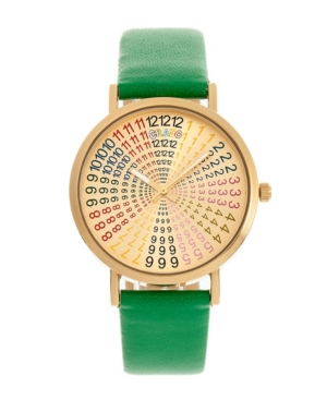 image of Crayo Unisex Fortune Green Genuine Leather Strap Watch 38mm