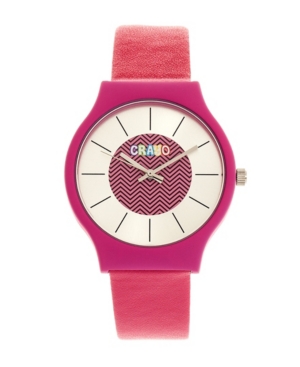 image of Crayo Unisex Trinity Hot Pink Leatherette Strap Watch 36mm