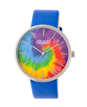image of Crayo Unisex Swirl Blue Leatherette Strap Watch 42mm