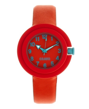image of Crayo Unisex Equinox Red, Cerulean Leatherette Strap Watch 40mm