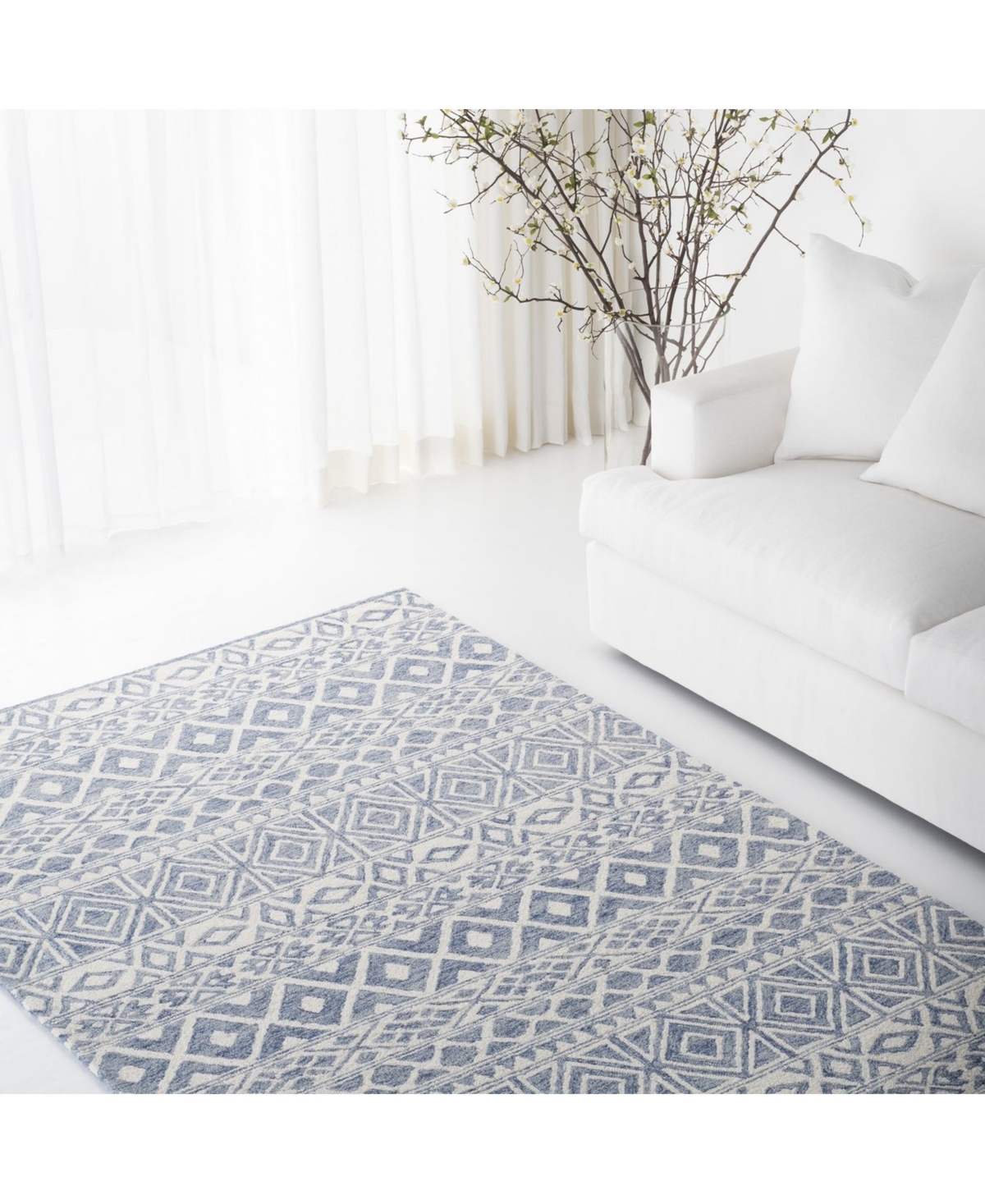 Lauren Ralph Lauren Theresa LRL6650Aand Blue X Area Rug - Ivory