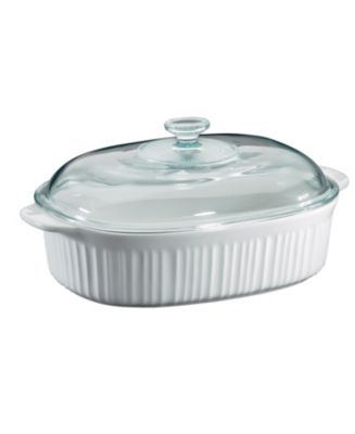 Corningware French White 4-Qt. Oval Casserole with Glass Lid - Macy's