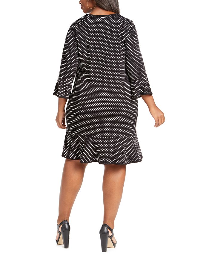 Michael Kors Plus Size Dot-Print Flounce-Hem Dress - Macy's