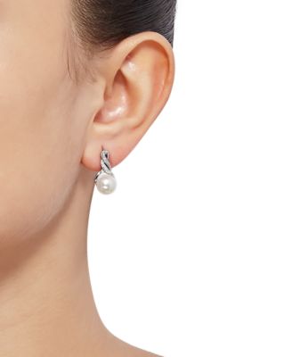 Cultured Freshwater Pearl (8 & 9mm) and Diamond Accent Pendant Necklace and Earrings Set in Sterling Silver or 14k Gold Over Silver