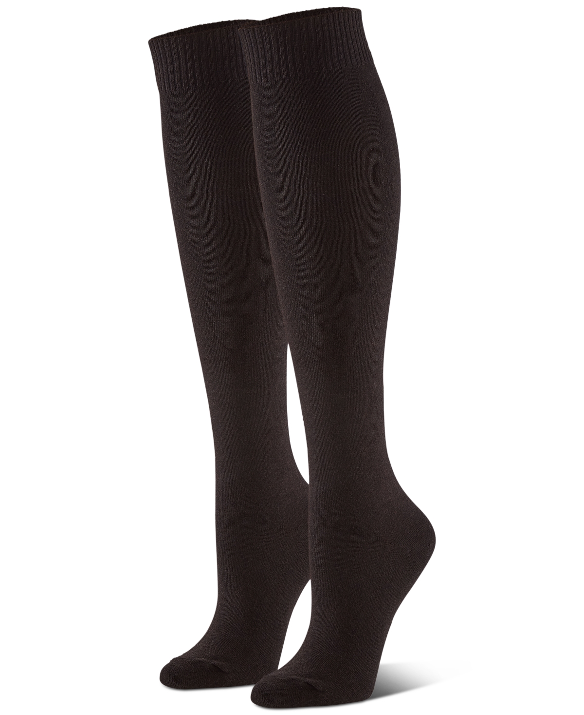 Women's Flat Knit Knee High Socks 3 Pair Pack - White Pack