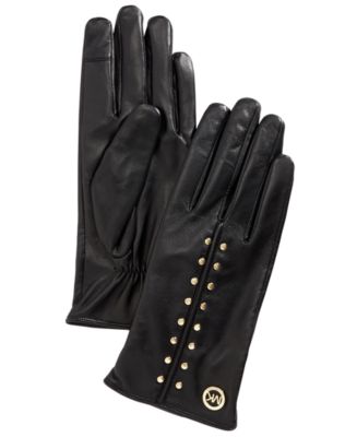 Michael Kors Leather Aster Stud Gloves - Macy's